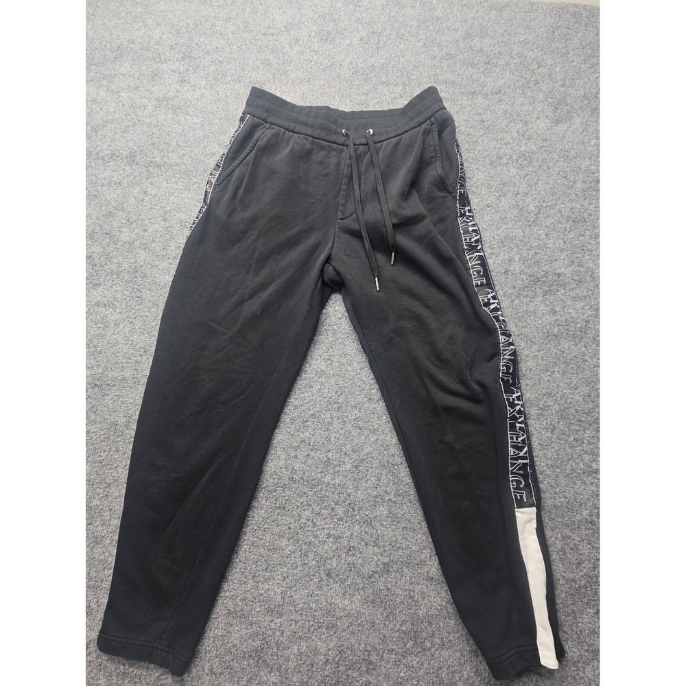 A/X Armani Exchange Sweatpants "Mens Medium" Black Logo Drawstring Waist TEAR